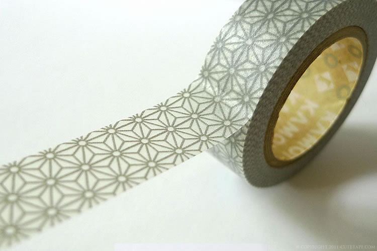Traditional Japanese Pattern GREY STAR Japanese Washi Tape 15mm - MT
