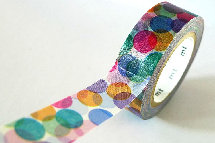 Spots Japanese Washi Tape MT Purple Orange Colorful Dots - Pretty Tape