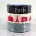 BLACK and WHITE Paris Tape Map Monuments japanese masking tapes - Set of 3
