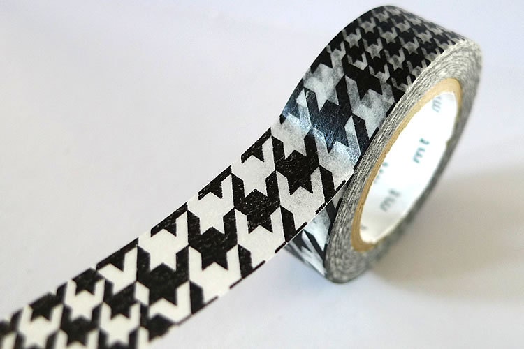 Black and White Houndstooth Washi Tape 15mm Japanese MT Masking Tape Single - PrettyTape