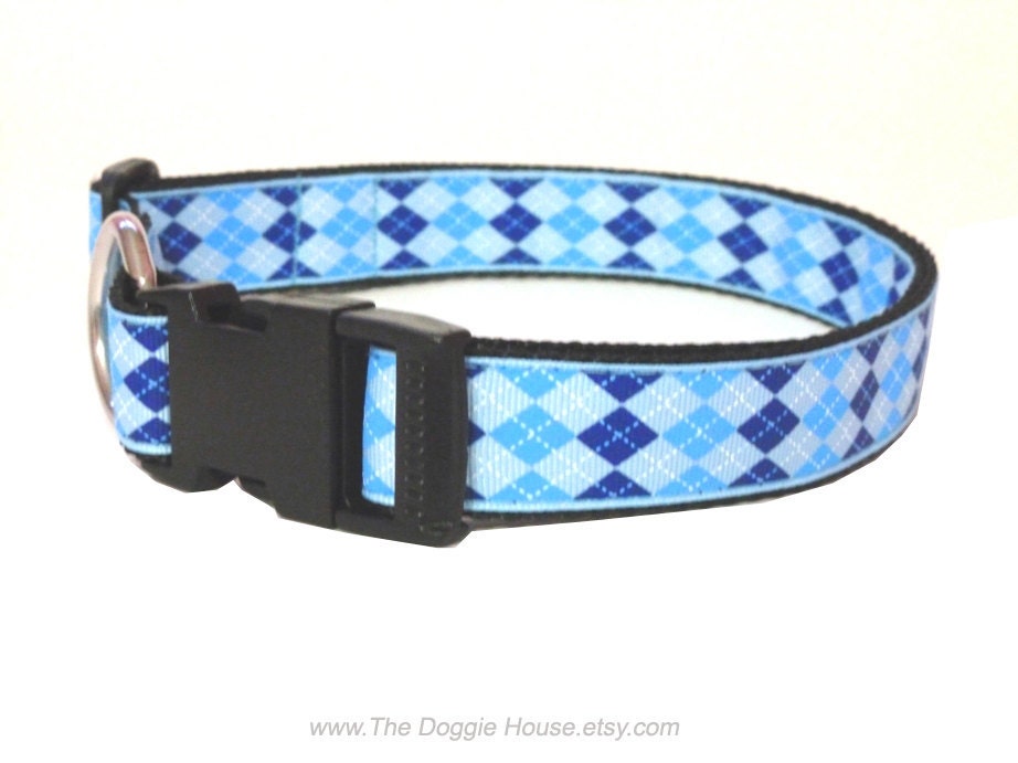 Dog Collar - Preppy Blue 20 adjustable to 29