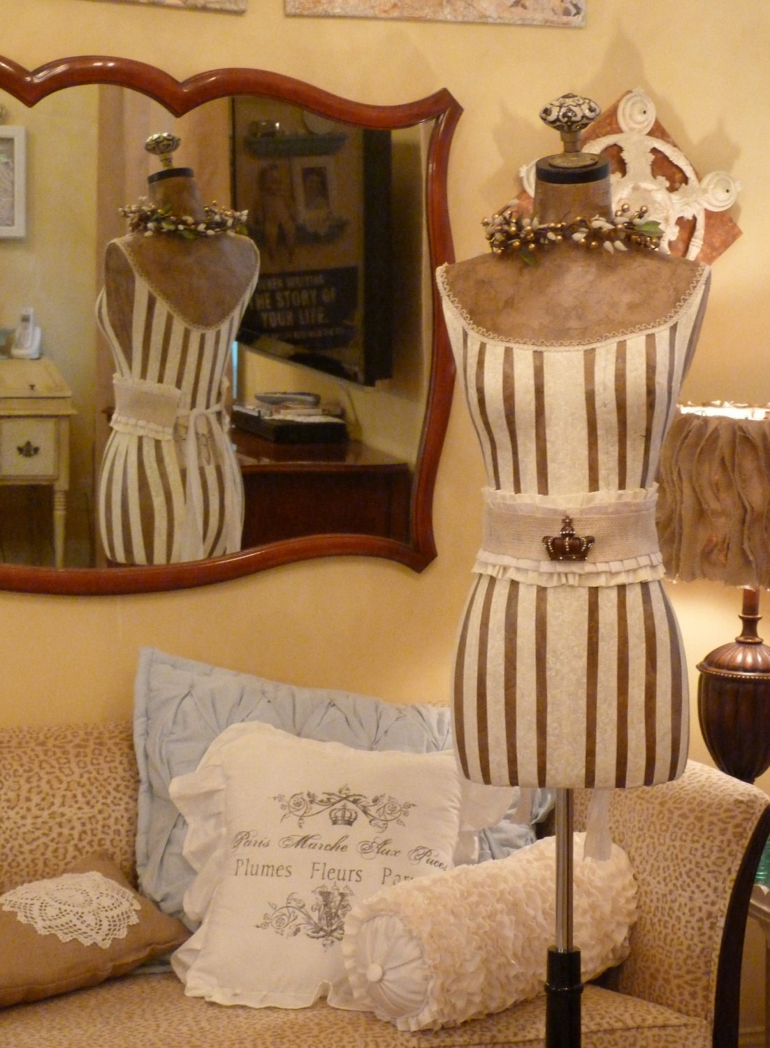 Vintage Inspired Dress Form Mannequin With Crown Belt  FREE SHIP & LAYAWAY