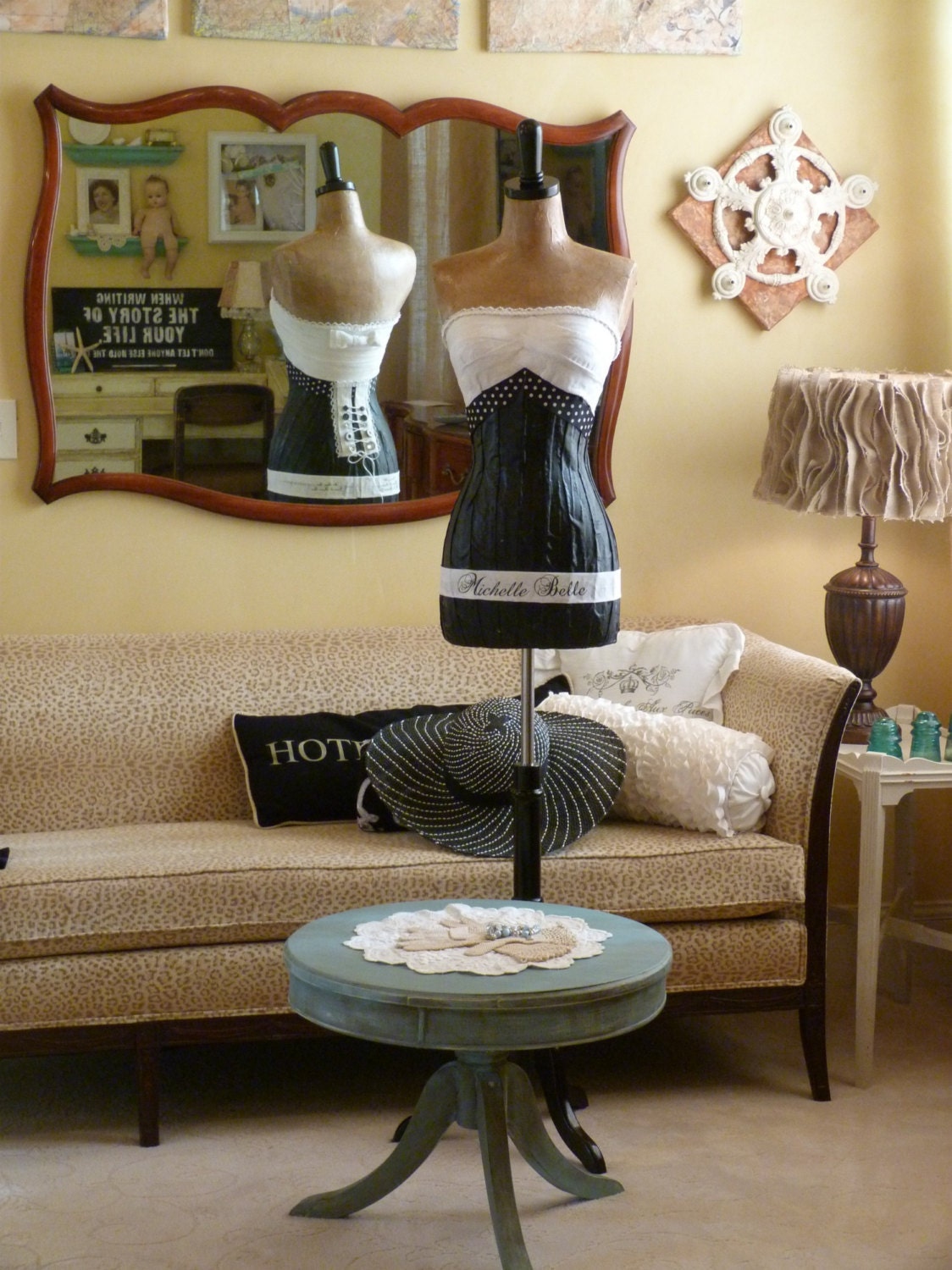Vintage Inspired Full Size Dress Form Mannequin Black And White Fashion Jewelry Display Free Ship And Layaway