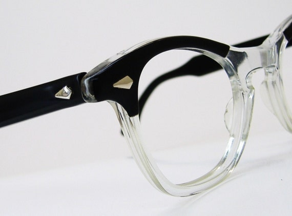 Vintage Tart Clear Cateye Eyeglasses Eyewear Frame With Black Accents And Temples NOS