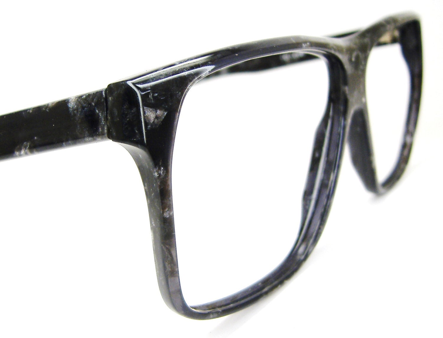 Vintage Tura 1970s Black Pearlized Marble Eyeglasses Frame NOS