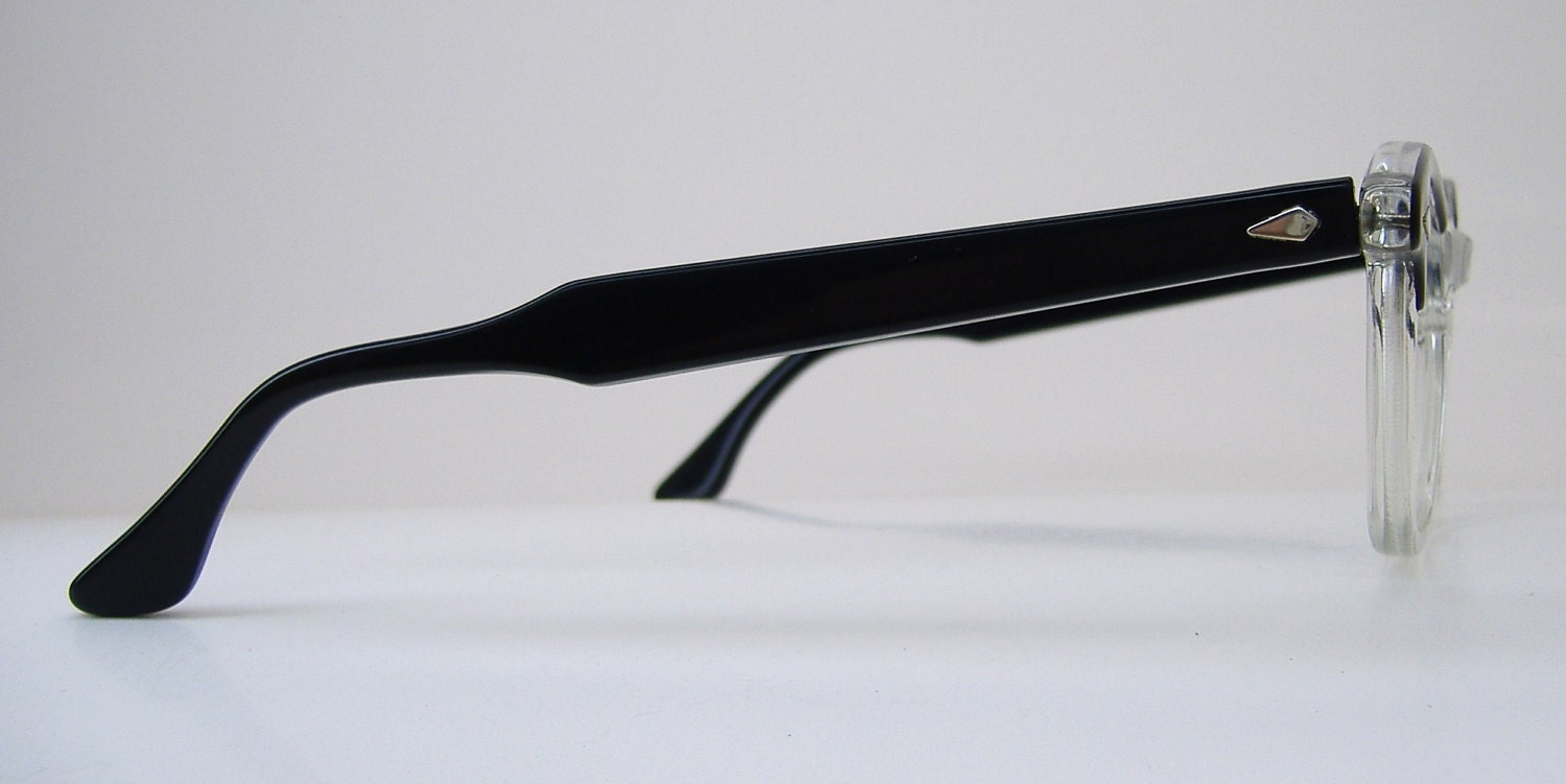 Vintage Tart Clear Cateye Eyeglasses Eyewear Frame With Black Accents And Temples NOS