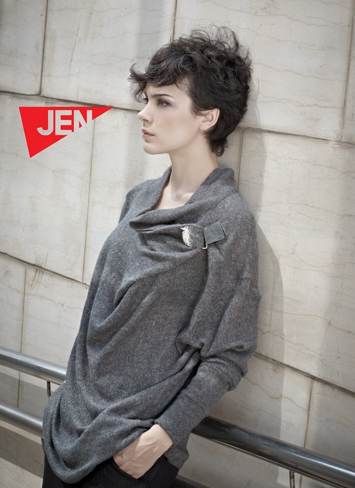 light GREY Oversized boyfriend Knitted sweater