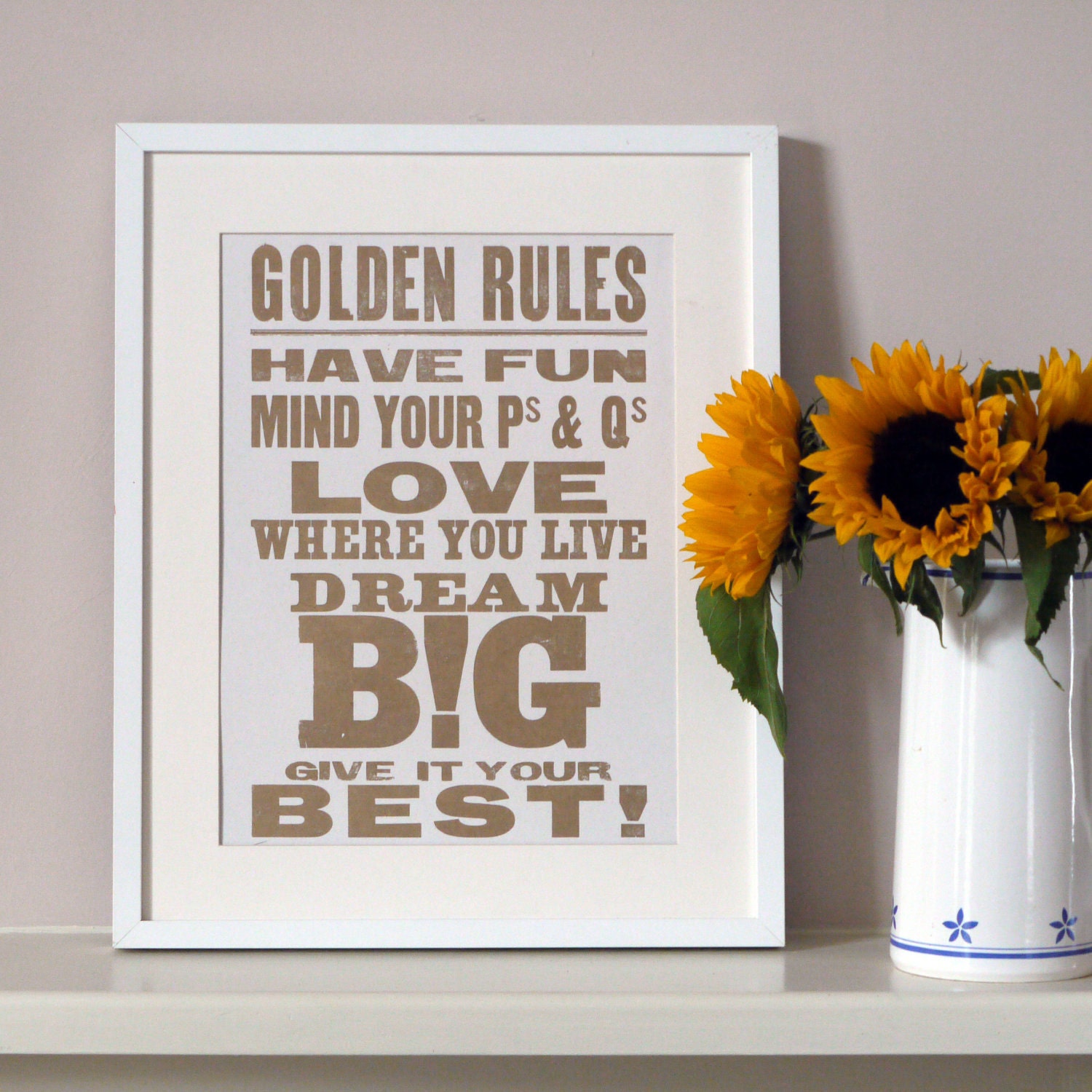 Golden Rules Letterpress Poster by PRINTforLOVEofWOOD on Etsy