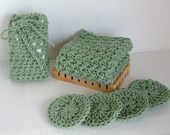 Sage Spa Set, Spa Bath Set, Crochet Spa Set, Cotton Spa/Bath Set