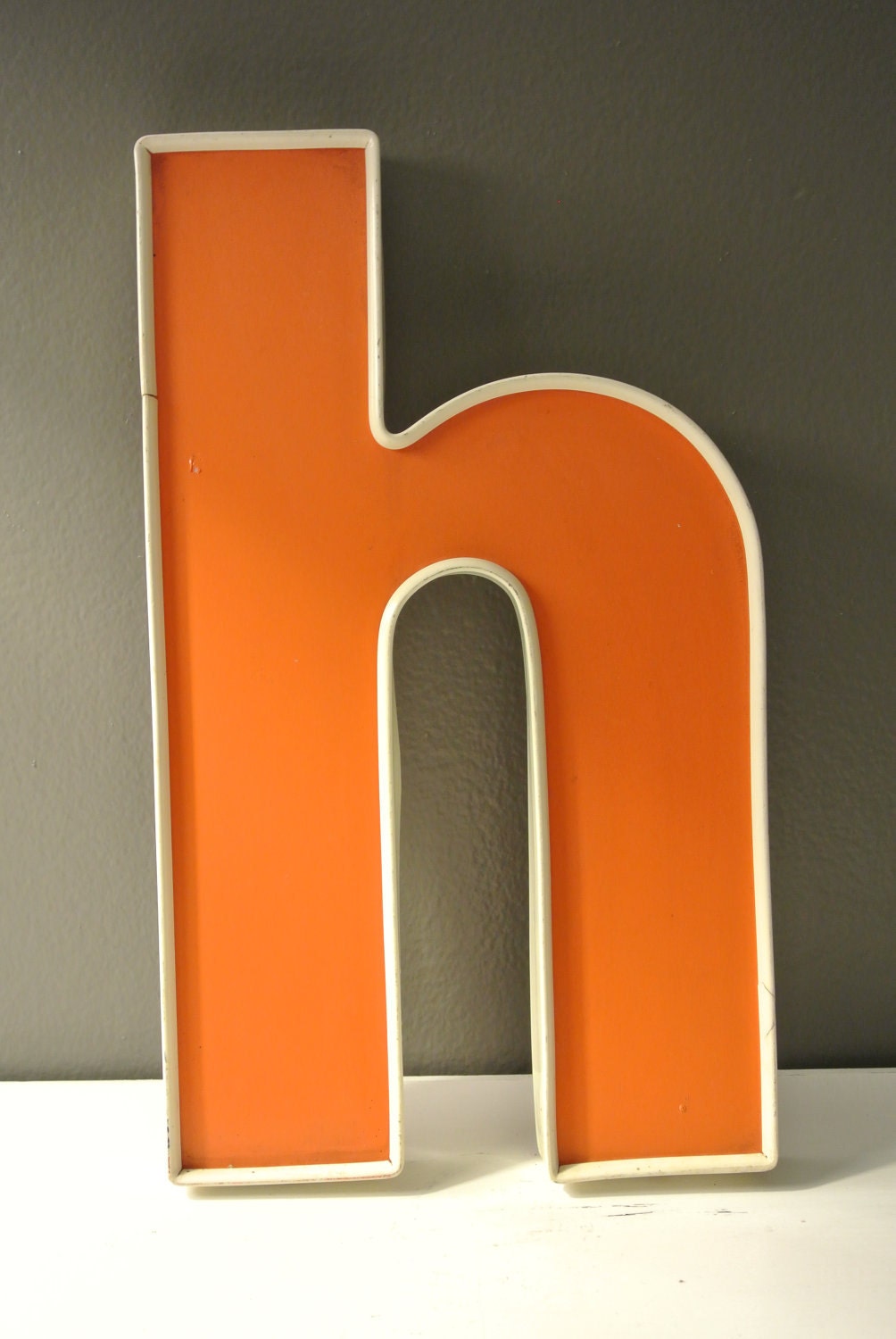 Vintage Orange and White lower case Letter h