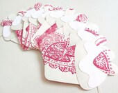 Pink Cupcake Bunting in Floral Paisley & Cream Recycled Paper - New Baby Girl Gift / Children's Room Decor / Birthday Party Decoration
