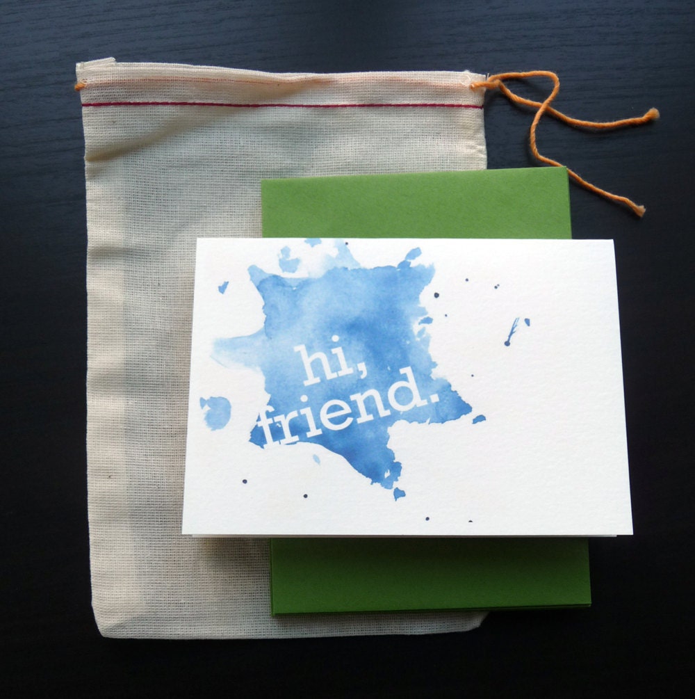 Hi Friend : Watercolor Notecard Set