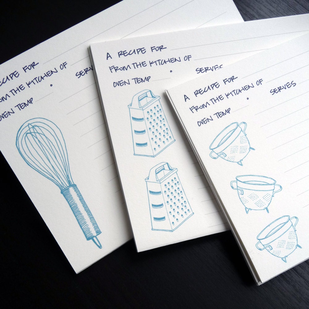 Kitchen Tools Recipe Cards: Set of 12
