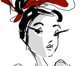RED HAIR BOW-8x10 fashion illustration digital print