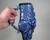 Celtic Dragon Beer Mug, Rhyton/Drinking Horn style - Royal Blueglaze (SMALL 16oz)