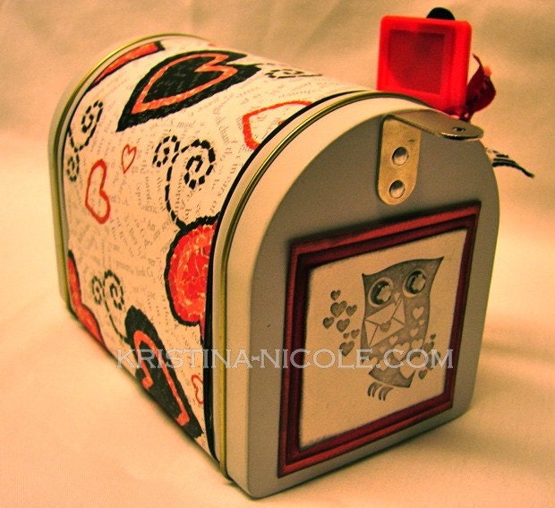Premade Owl Mini MailBox - Altered - Love Romance Owl- KRISTINANICOLE