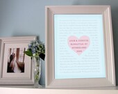 Customized Wedding Print -  wedding details along with vows, readings, poem or lyrics in a very sweet design