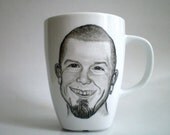 Custom Portrait  Mug -Personalized, Hand painted -Made to order-  Fathers day Gift idea