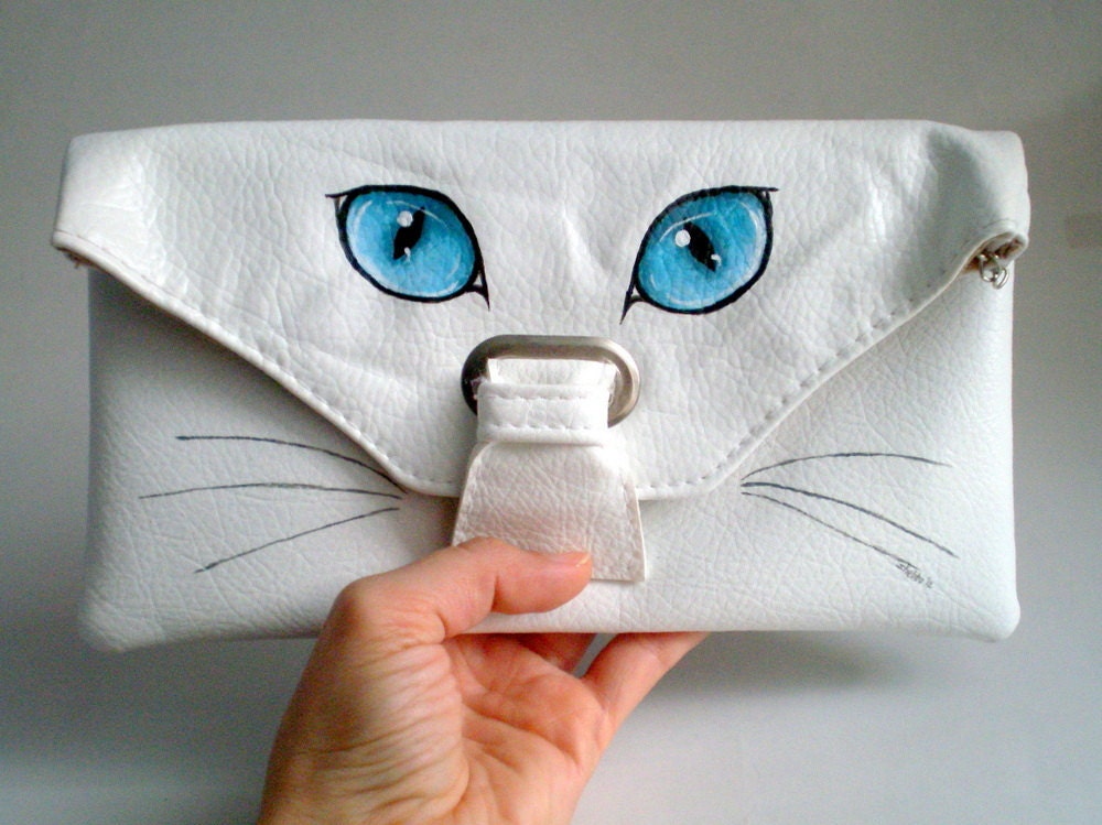 Cat Eye Clutch, Hand Painted Bag, purse