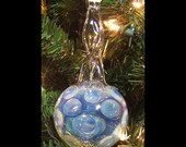 Blown glass ornament silver fumed hobnail by Fireworx Glass