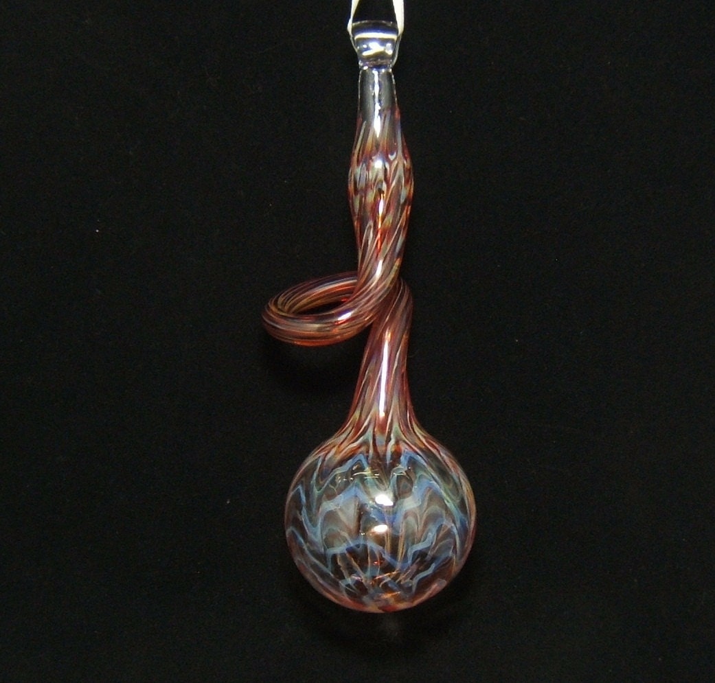 Handmade Blown Glass Ornament..Full Red Lace..by Shannon Norris
