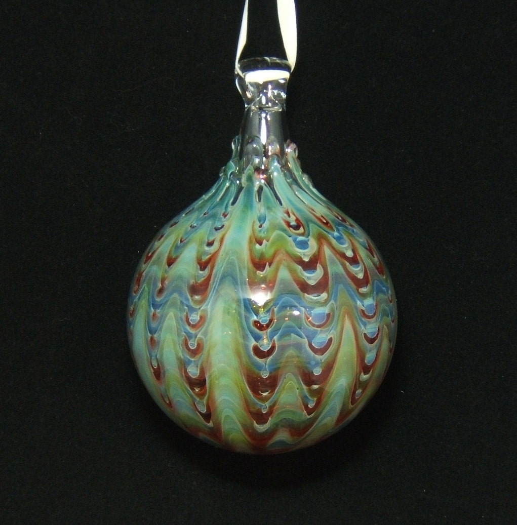 Artisan made Blown Glass Ornament..Multi Colors by Erin Cartee