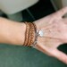 Leather Wrap Bracelet Brown Thin Flat Braid Sterling Silver Charm