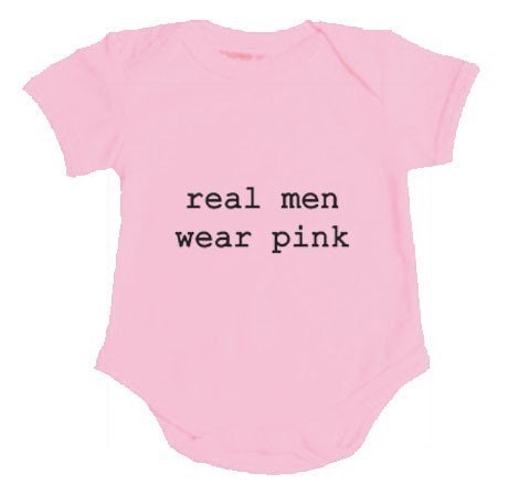 Organic Real Men Wear Pink Baby Onesie (0-6 month / 6-12 month)