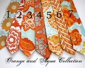 Little Guy Necktie Tie - Orange and Aqua Collection - (Newborn - 12 months) - Baby Boy Toddler - Custom Order - Wedding - Photo Prop
