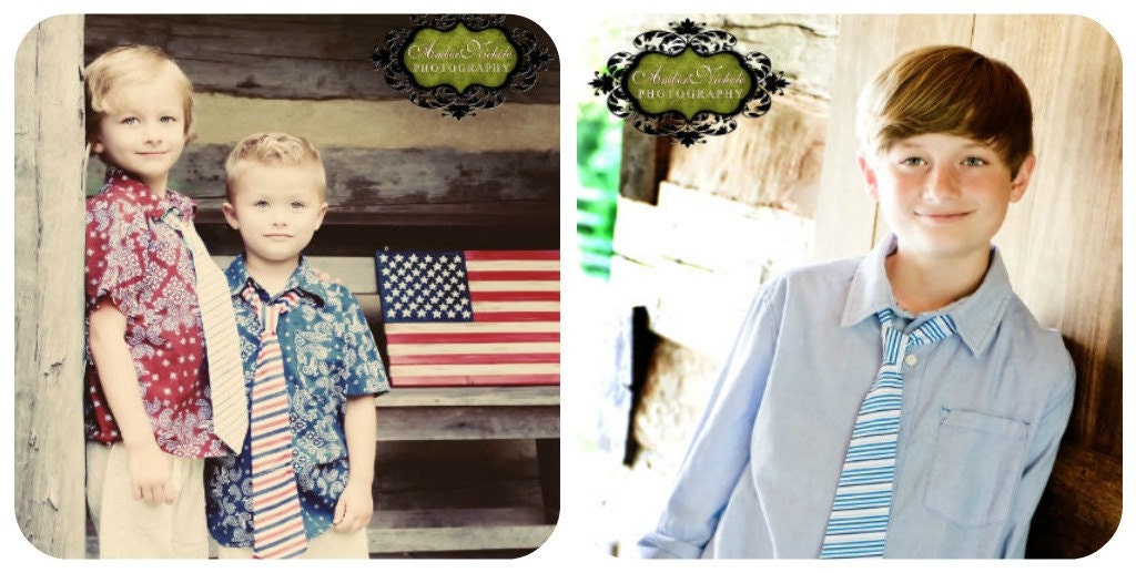 Little Guy Necktie Tie - LIBERTY Collection - (4- 6 years) - Boy Toddler - Wedding - Photo Prop- 4th of July