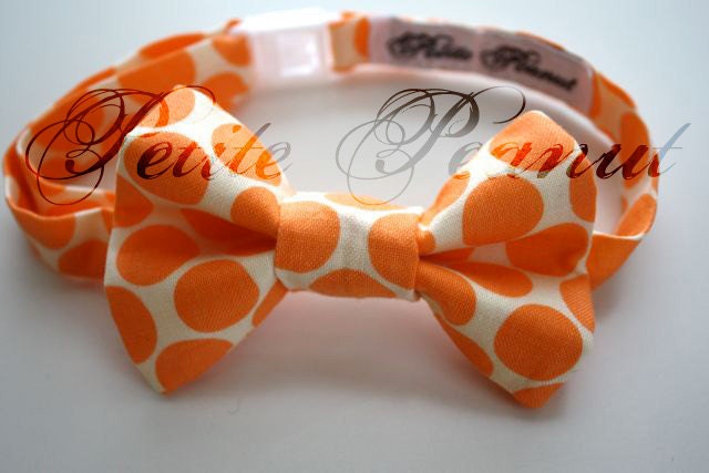 Little Guy SPRING EASTER Bow tie - Orange Polka Dot - (Newborn - 10 years) - Baby Boy Toddler - Custom Order - Wedding - Photo Prop