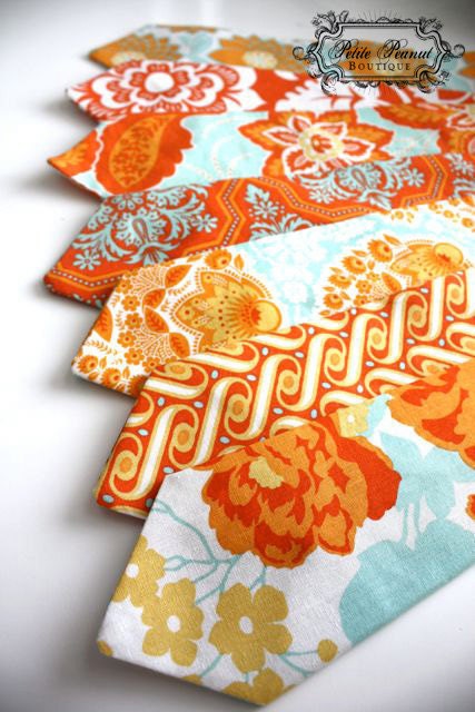 Big Guy Necktie Tie - Orange and Aqua Collection - (MENS size) - Custom Order - Wedding - Photo Prop