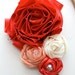 Vintage Couture Shabby Chic Satin Flower cluster headband- Coral Ivory Peach - CUSTOM ORDER - Wedding - Photography prop