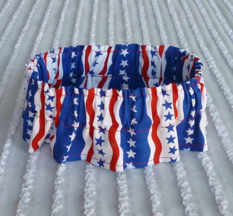 Stars and Stripes Dog Scrunchie Necklace - M - BUDGET FRIENDLY