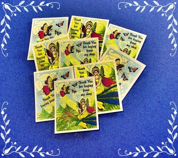 15 Thank You Cards Fairies in a Garden. 15 Thank You Tags. 3514