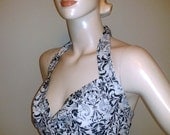 Pin up Halter Wiggle Dress Pinup Retro Rockabilly Black and White Womens XXL 2X