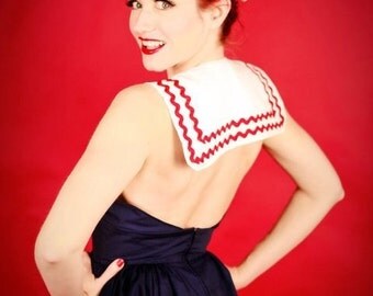Pin up Dress Sailor Pin up Halter Dress Retro Navy Dress Swing Pinup Rockabilly Retro Custom Size
