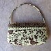 CONVERTIBLE 2 in 1 Wristlet and Shoulder Bag Purse with handmade beaded zipper pulls and handmade trim in Mint Green and Brown Cotton