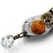 Steampunk Necklace - Antique Pocket Watch Plate, Baltic Amber & Vintage Crystal Drop - Long Chain Necklace