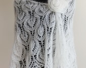 bridal knitted lace ivory shawl in mohair and silk