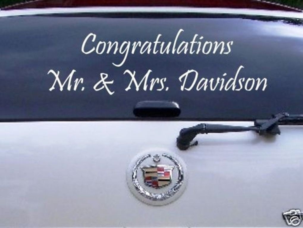 Wedding Just Married Congratulations Car Decal Personalized Name Date Window Sticker Bluestreak Decals