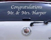 Wedding Car Decal Sticker Congratulations Just Married Personalized Name Date Decoration Vinyl Bluestreak Decals
