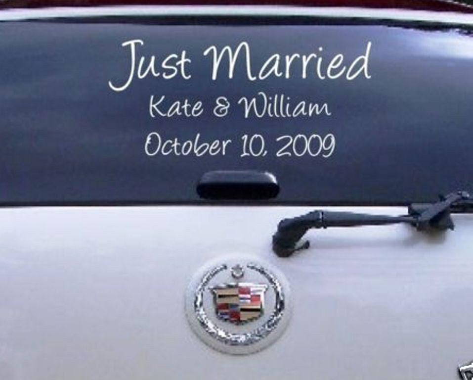 Wedding Decal Just Married Personalized Vinyl Sticker Car Decoration Name Date Window Bluestreak Decals