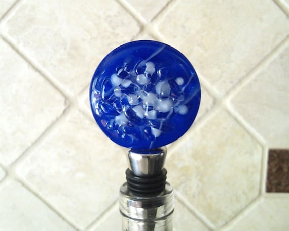 Wine Bottle Stopper Blue Arctic Ice - High Relief - Large