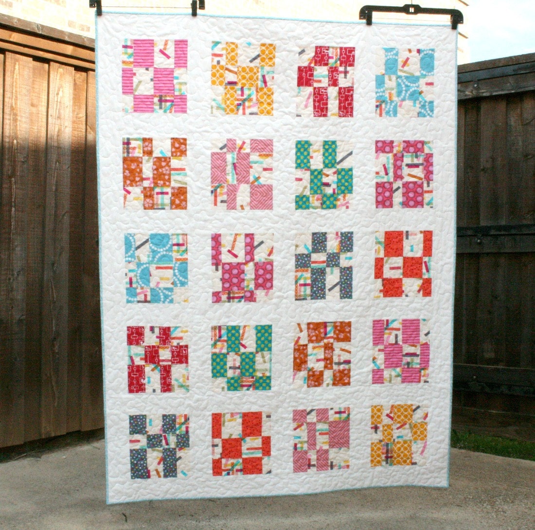 Japanese Washi Tape Patchwork Throw Quilt
