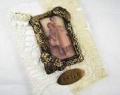 Mini Journal with Antique Linen and Decorative Frame