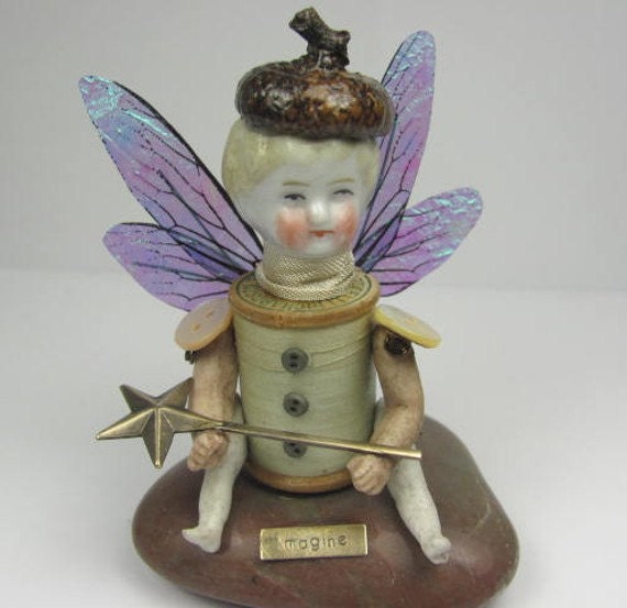 Fairy "Imagine"  Assemblage Art Doll