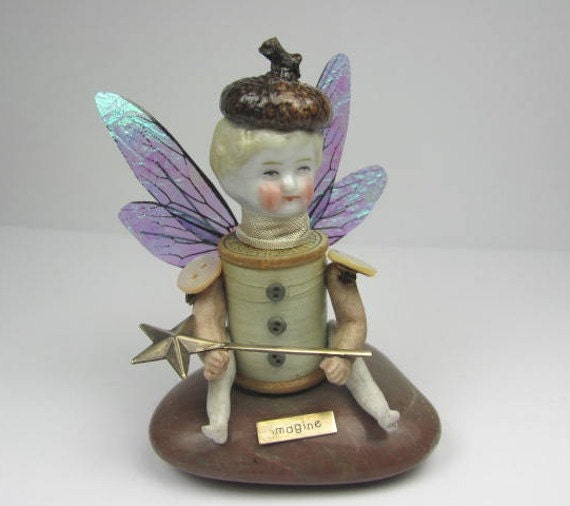 Fairy "Imagine"  Assemblage Art Doll
