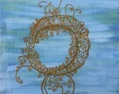 Acrylic Mixed Media Painting with Henna Design, Original  - Middle of the Night, Modern Global Art, Clearance Sale