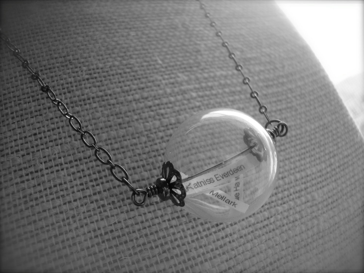 THE REAPING - Hunger Games Inspired GLASS Orb Reaping Ball Necklace District 12 Tributes Katniss Peeta Primrose Gale Personalized